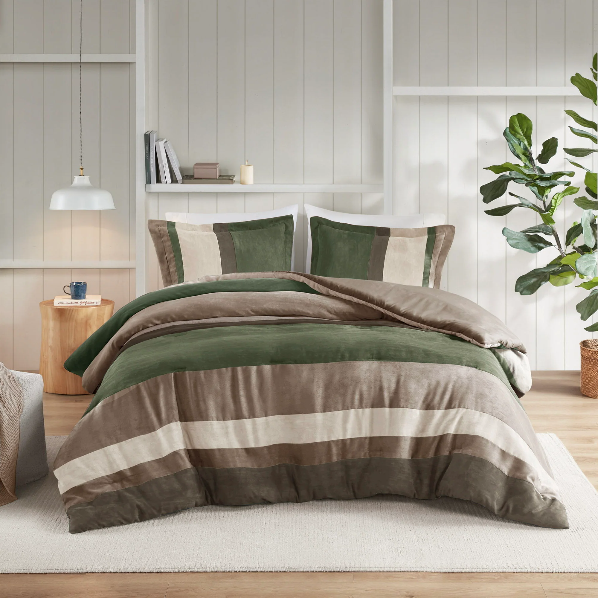 Boulder Stripe - Twin/Twin Long Pieced Comforter Set - Green - Image 3