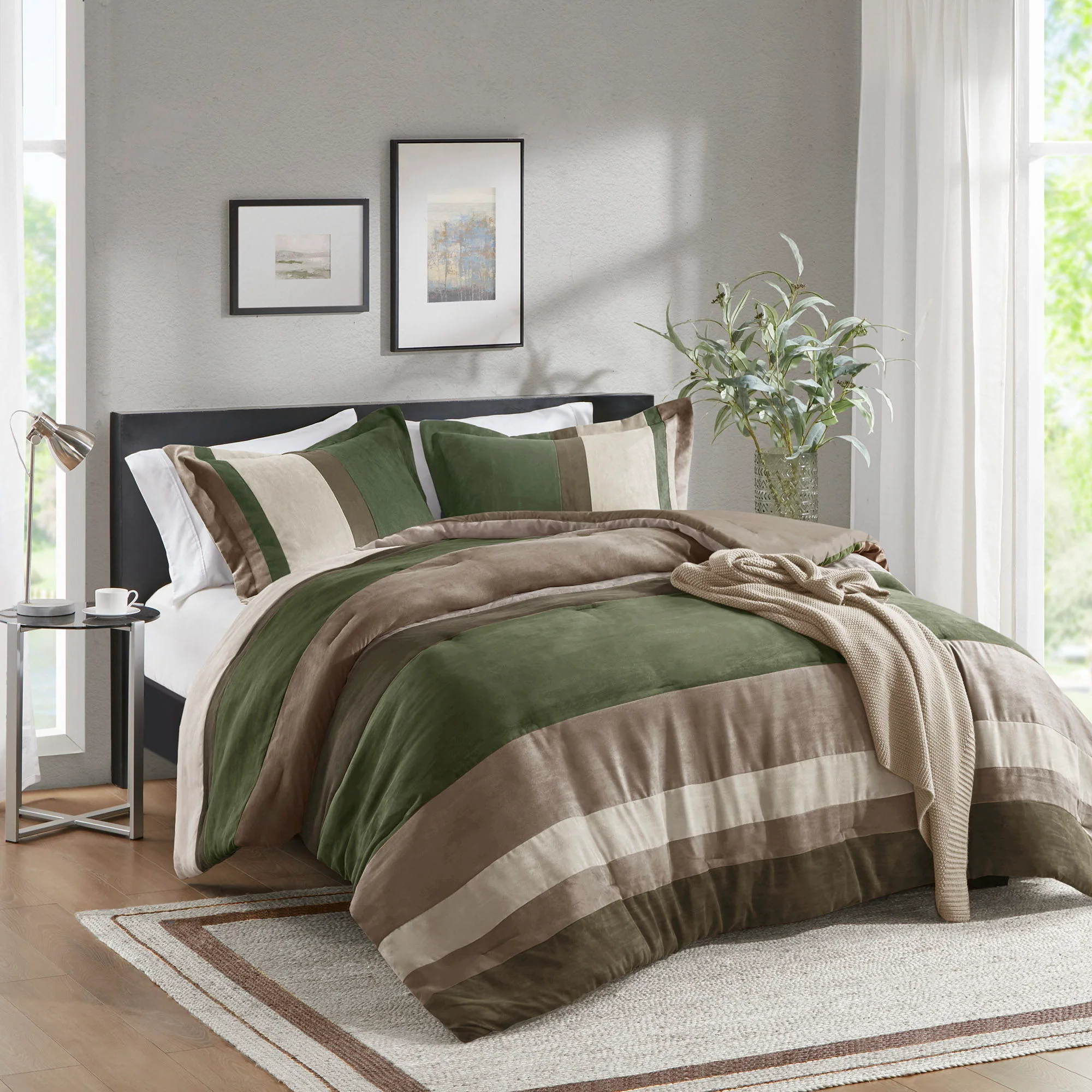 Boulder Stripe - Twin/Twin Long Pieced Comforter Set - Green - Image 4