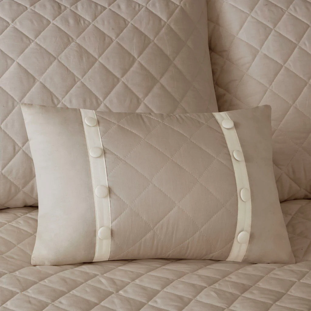 Breanna - King 4 Piece Reversible Tailored Bedspread Set - Neutral - Image 3