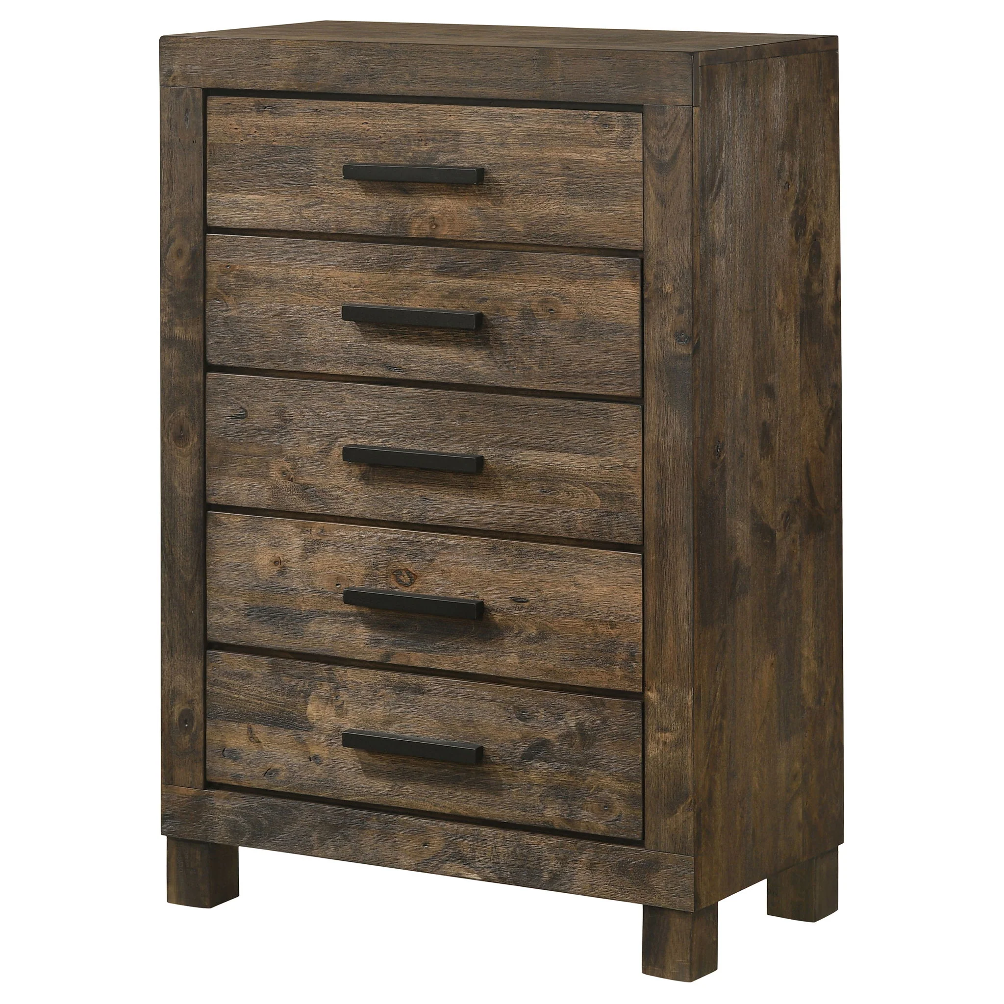 Bren - 5 Drawer Chest With Handles And Block Legs - Rustic - Image 2