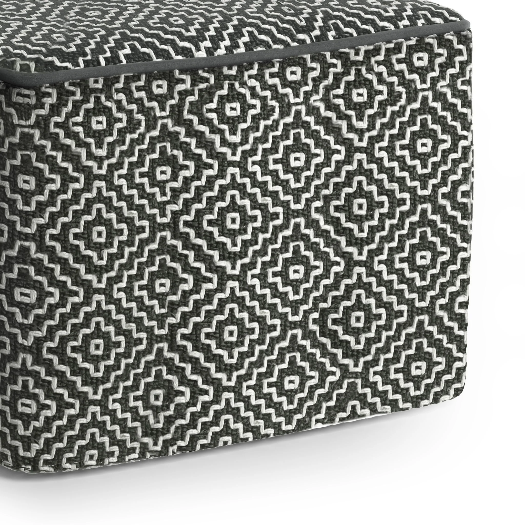 Briella - Square Woven Outdoor / Indoor Pouf - Gray / White - Image 2