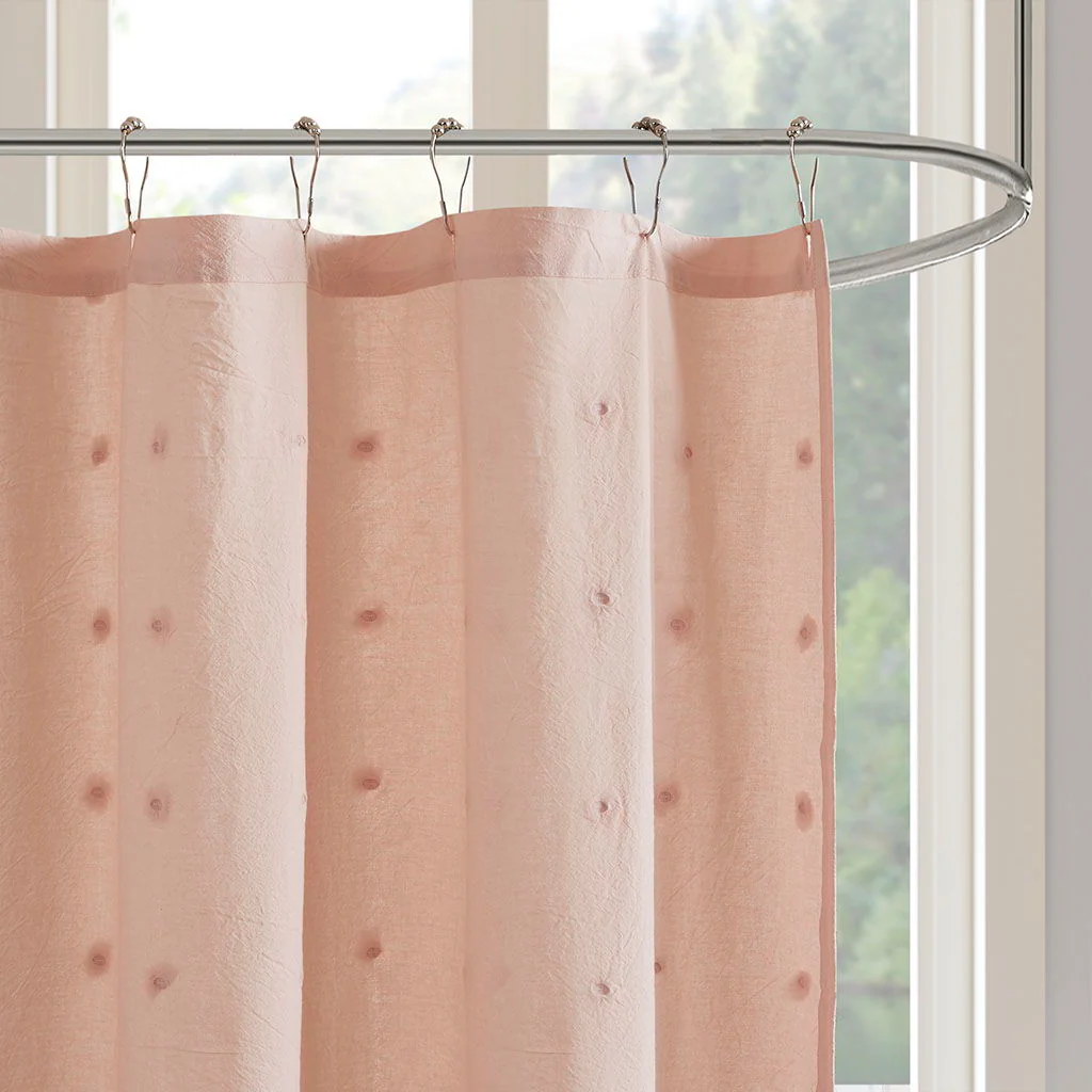 Brooklyn - Pom Pom Shower Curtain - Pink - Image 3