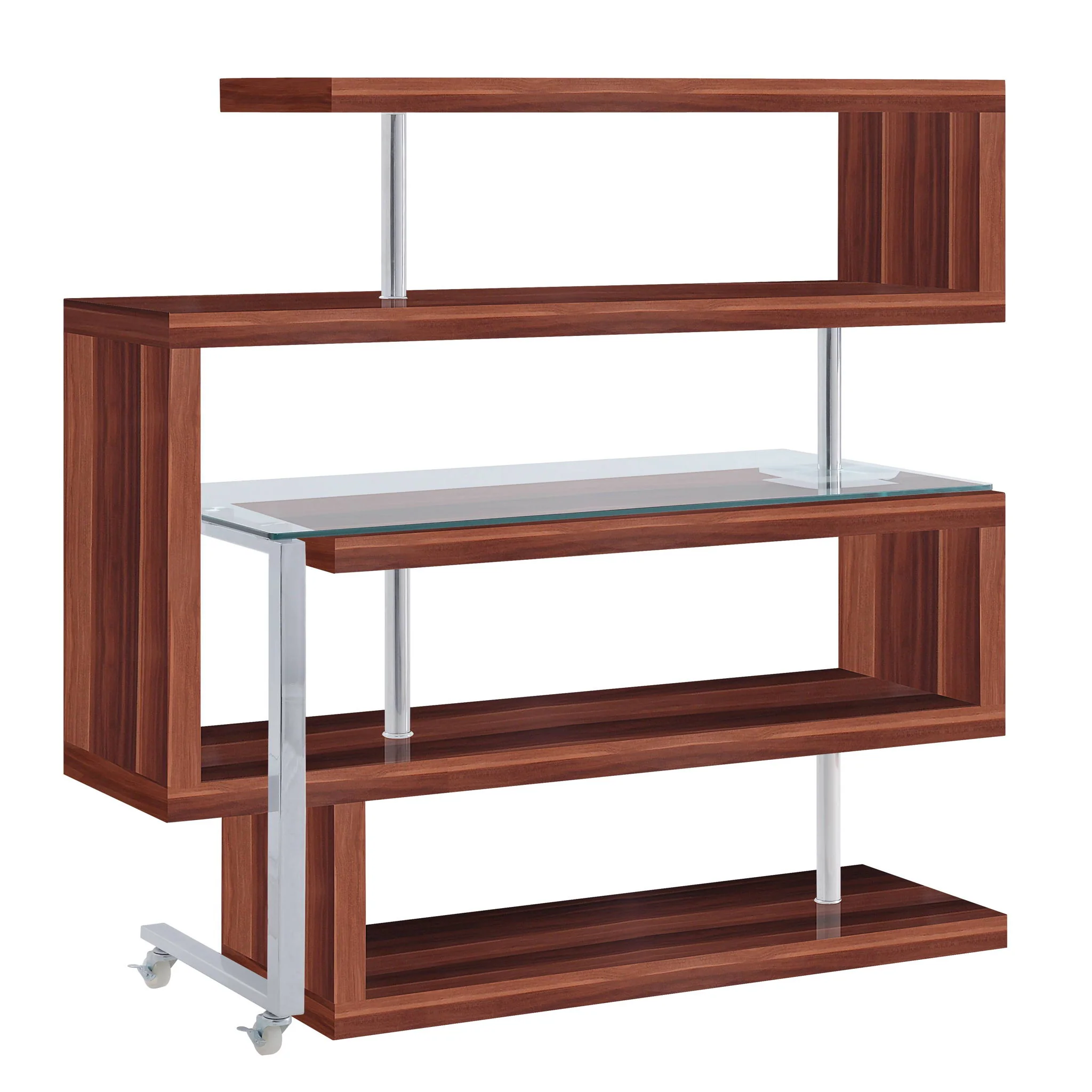 Buck II - Clear Glass, Chrome High Gloss Writing Desk With Shelf - Image 6
