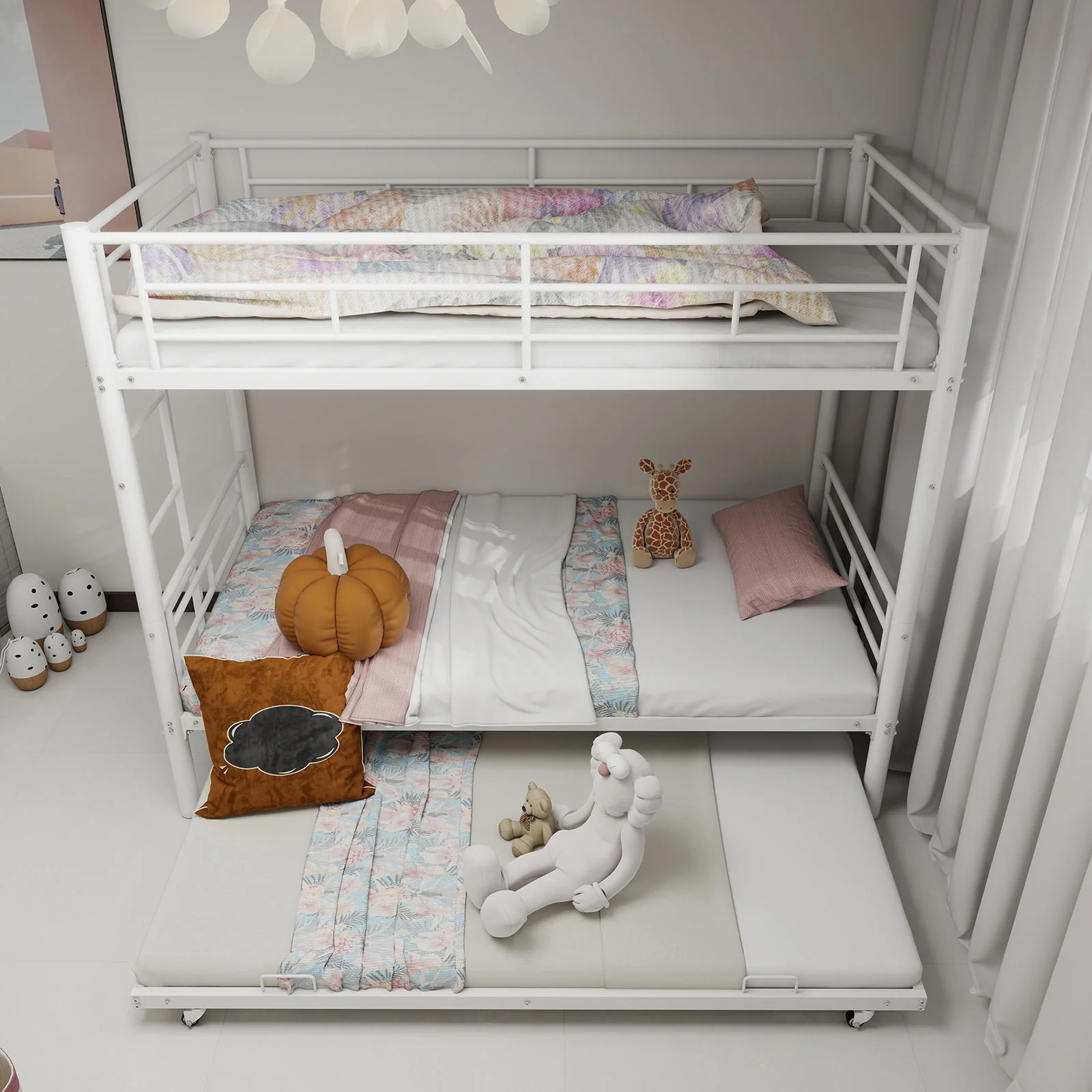 Bunk Bed For Kids, Convertible Frame With Ladders & Guardrail - Image 5