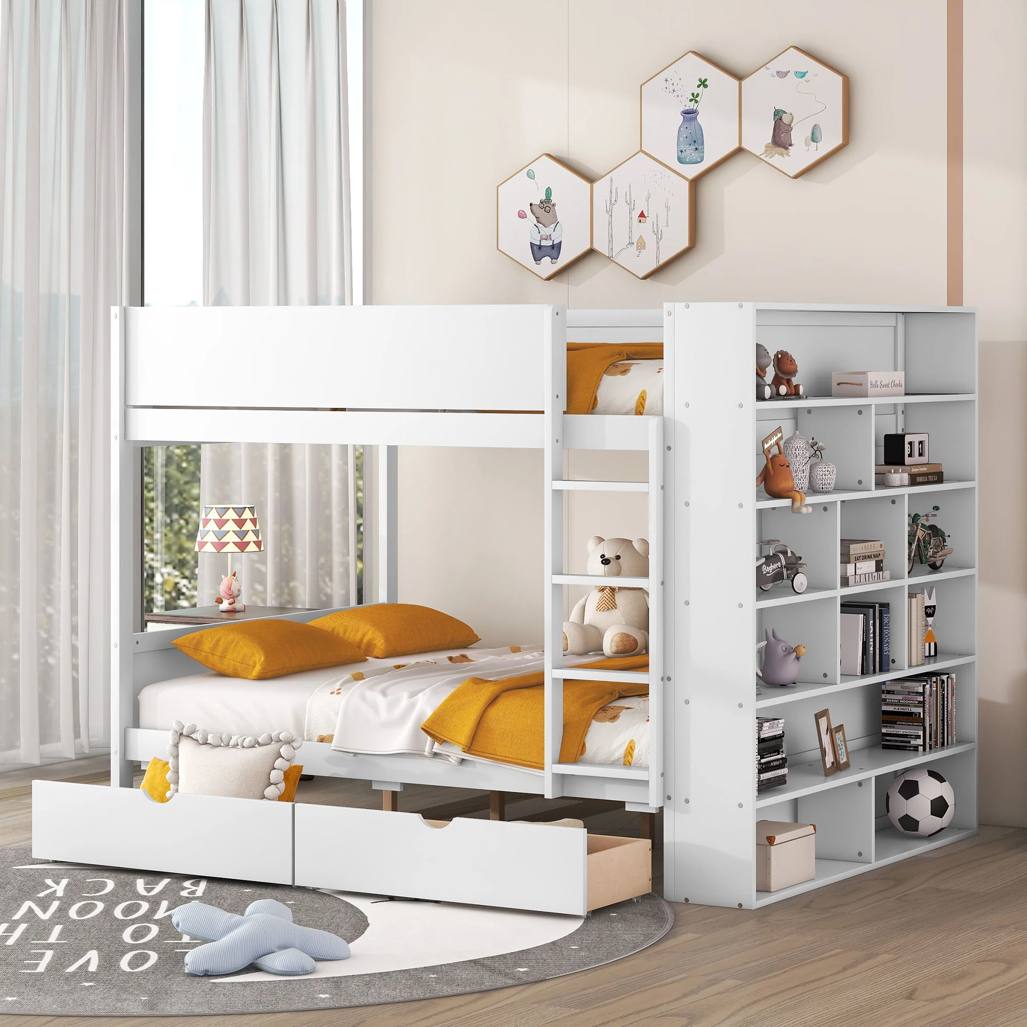 Bunk Bed With 2 Drawers And Multi Layer Cabinet - Image 2