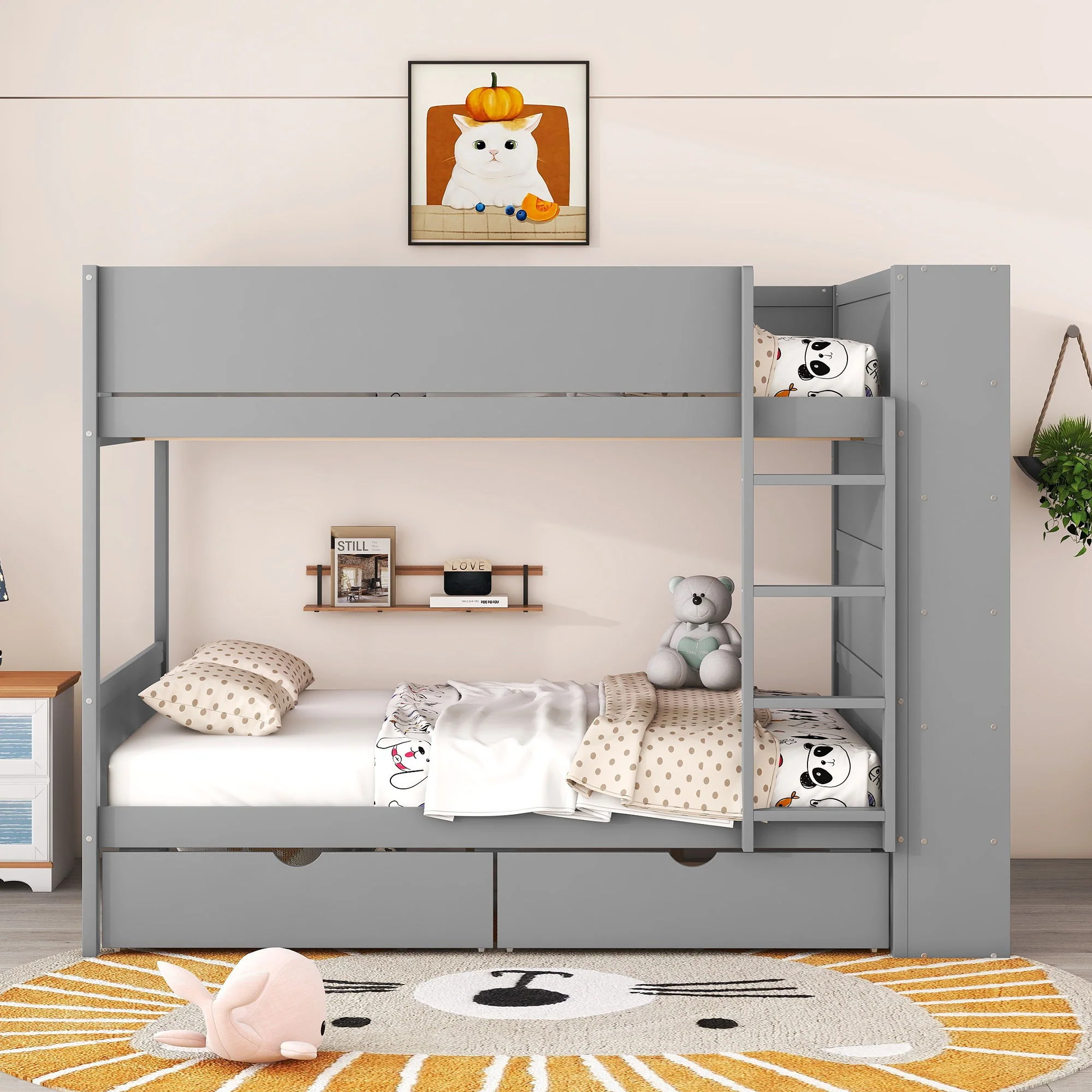 Bunk Bed With 2 Drawers And Multi Layer Cabinet - Image 7