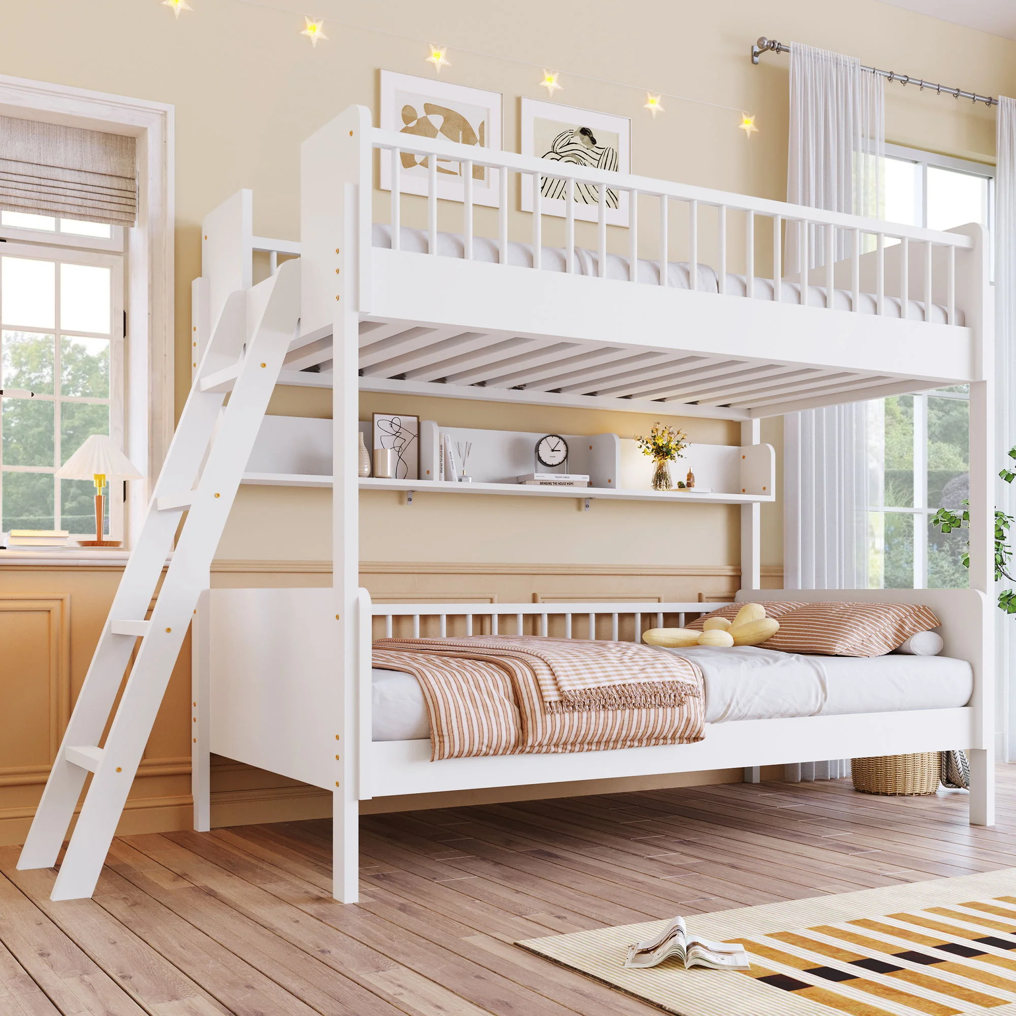 Bunk Bed With 3 Storage Shelves, Adjustable Ladder Left Or Right - Image 6