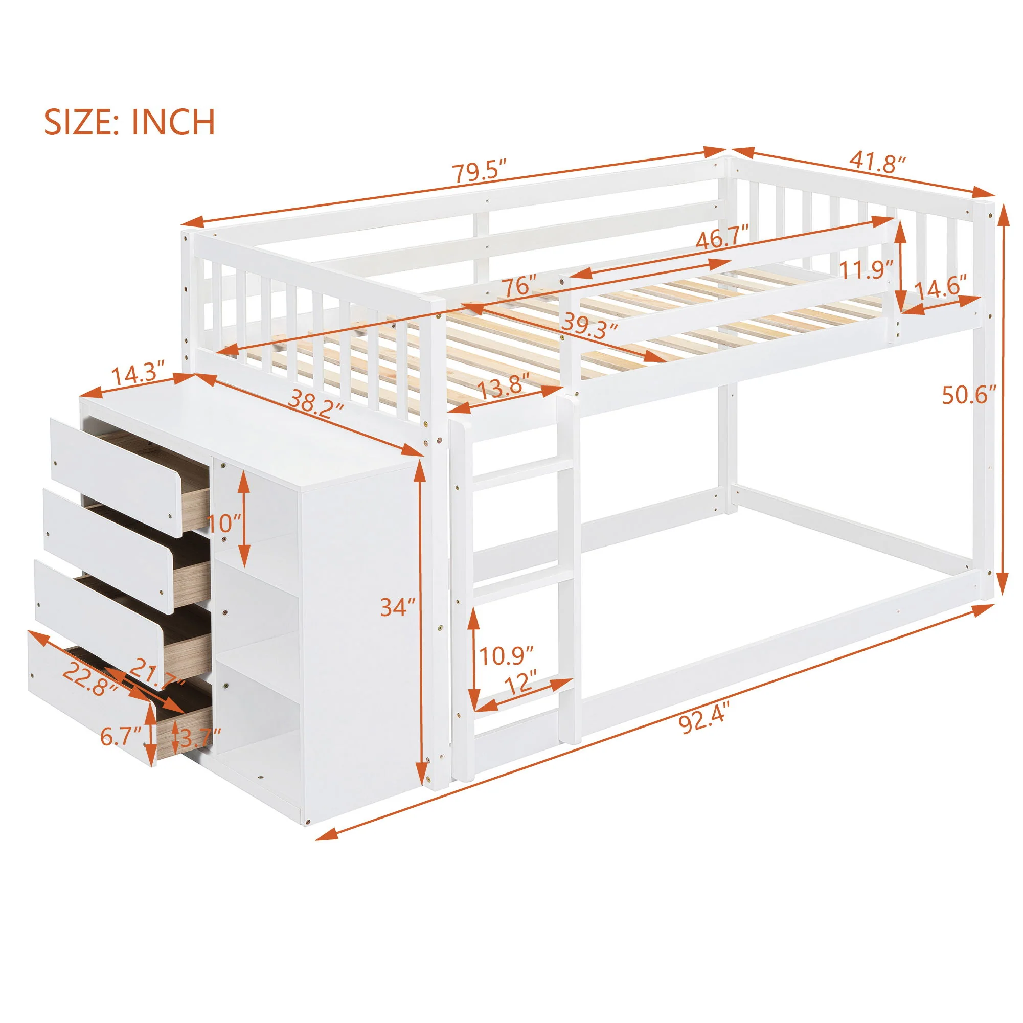 Bunk Bed With 4 Drawers And 3 Shelves - Image 15