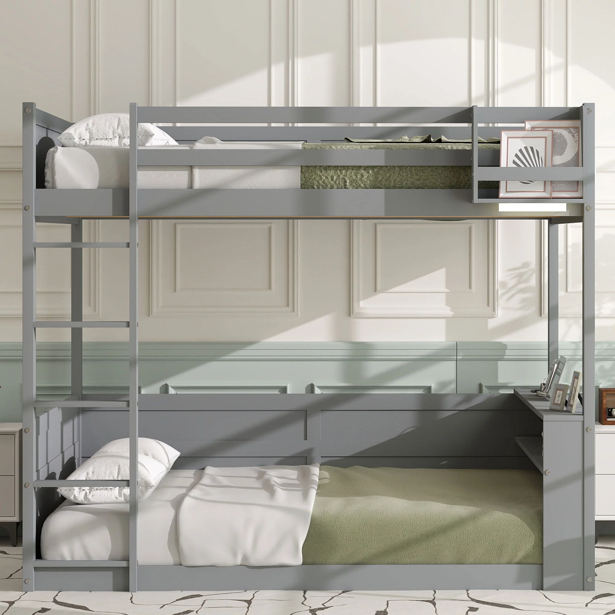Bunk Bed With Built In Shelves, Storage Box, LED Light And USB Charging Station - Image 3