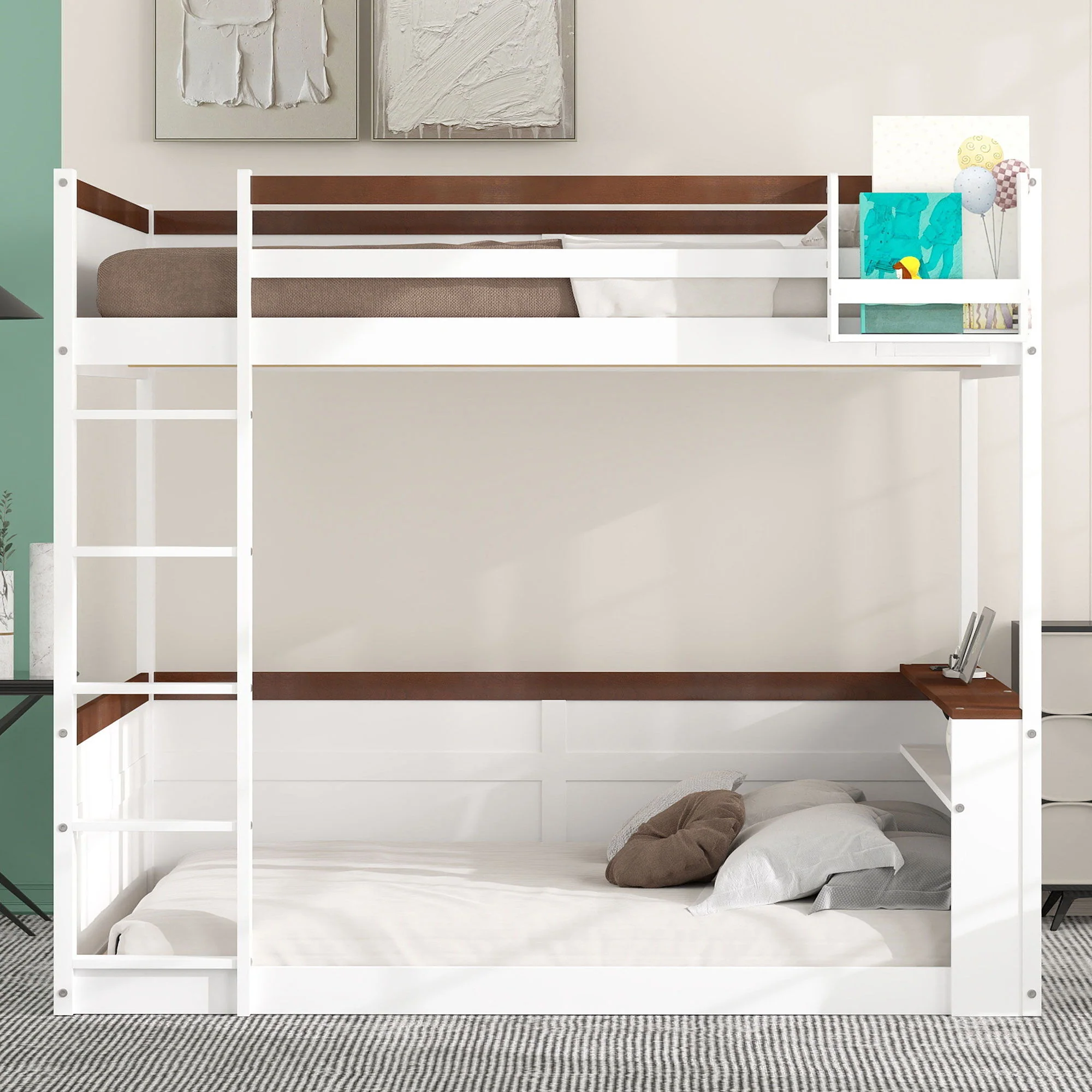 Bunk Bed With Built In Shelves, Storage Box, LED Light And USB Charging Station - Image 4