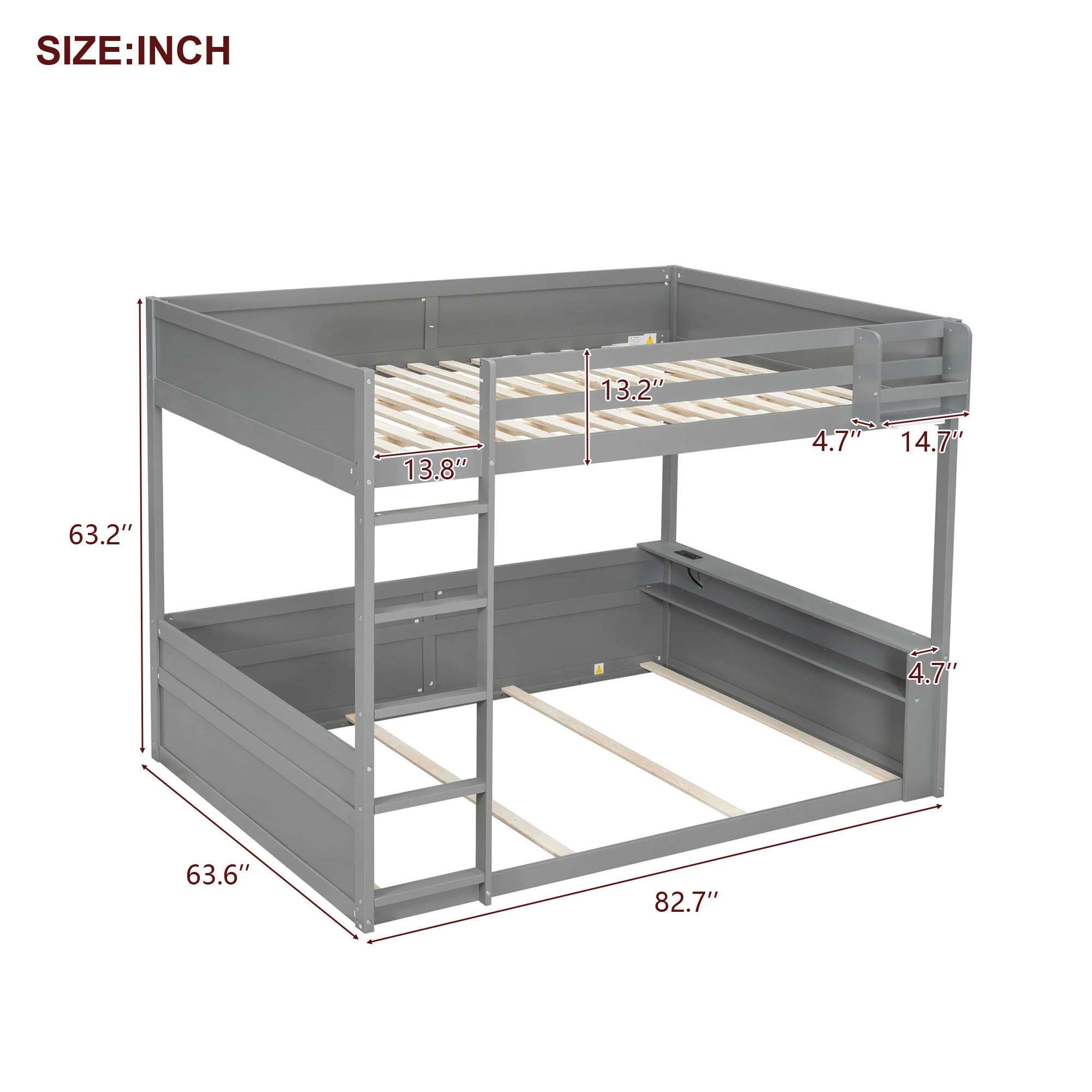 Bunk Bed With Built In Shelves, Storage Box, LED Light And USB Charging Station - Image 5