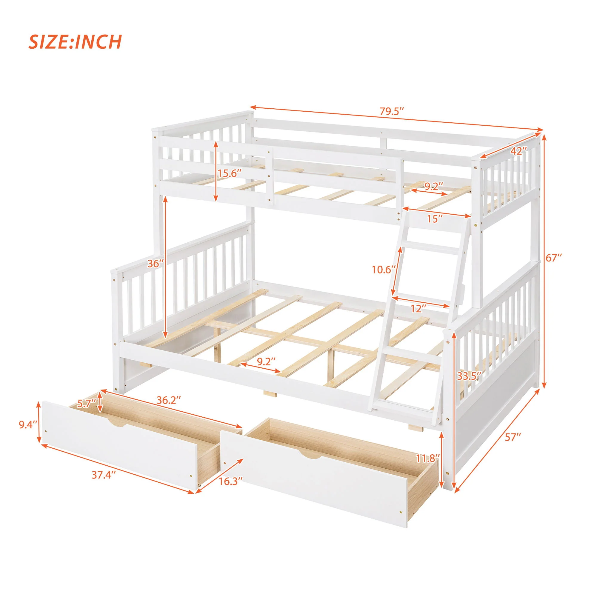 Bunk Bed With Ladders And 2 Storage Drawers - Image 37