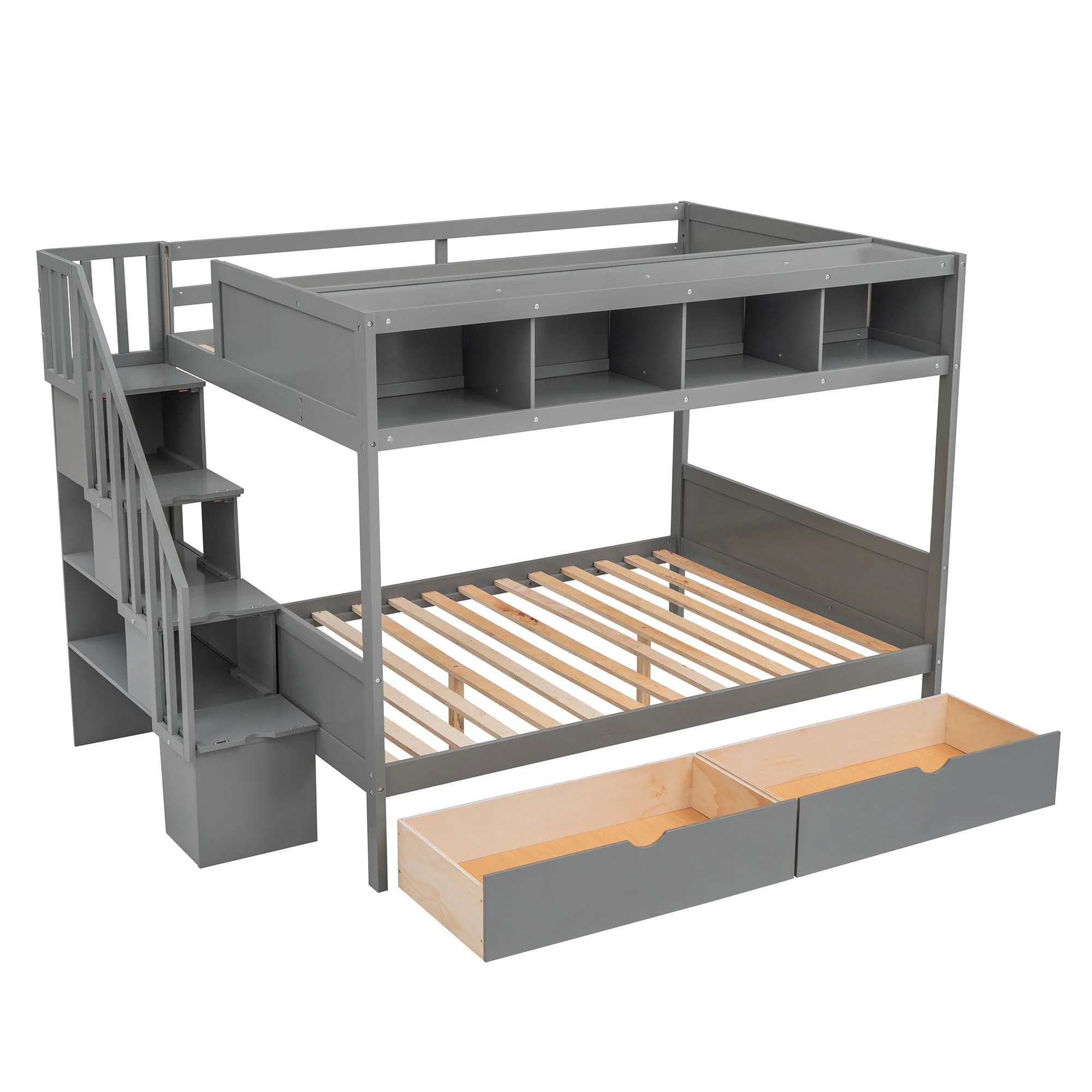 Bunk Bed With Shelfs, Storage Staircase And 2 Drawers - Image 8