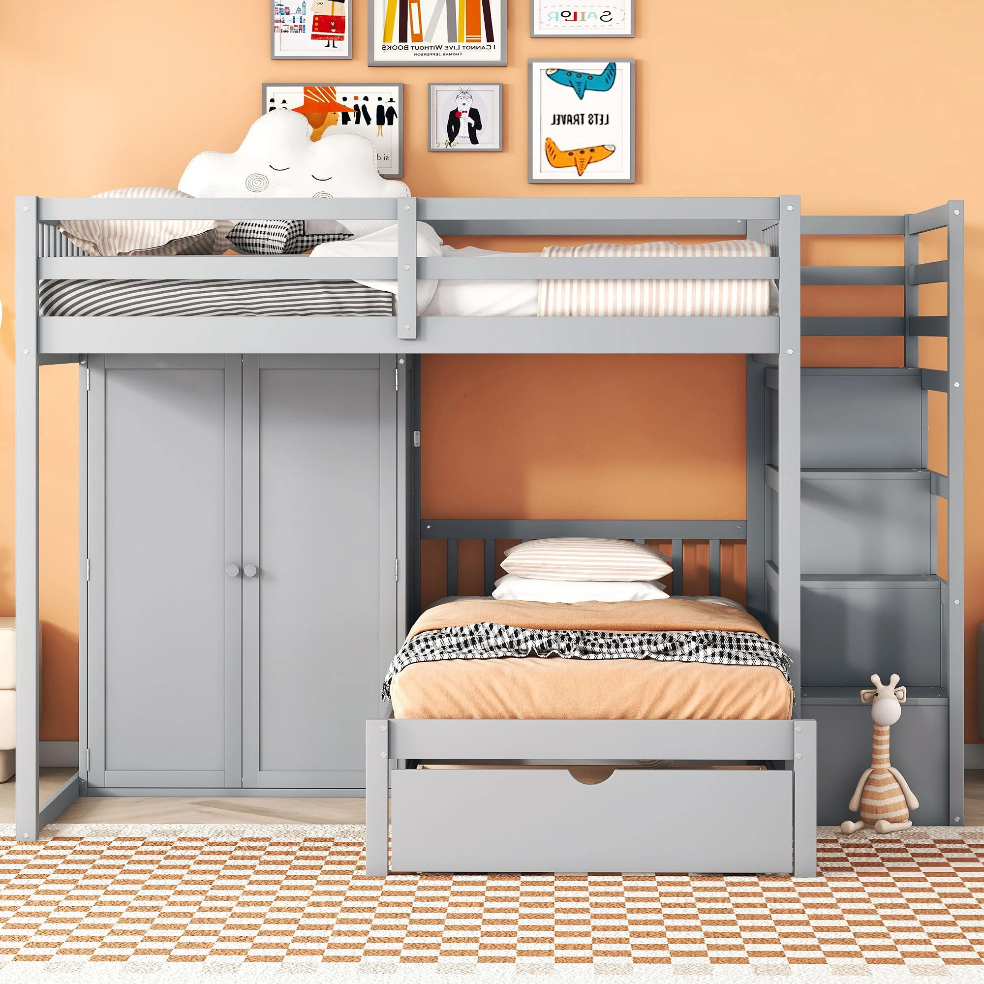 Bunk Bed With Wardrobe, Drawers - Image 3