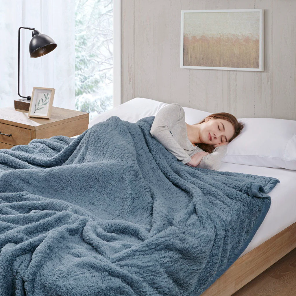 Burlington - Twin Berber Blanket - Blue - Image 3