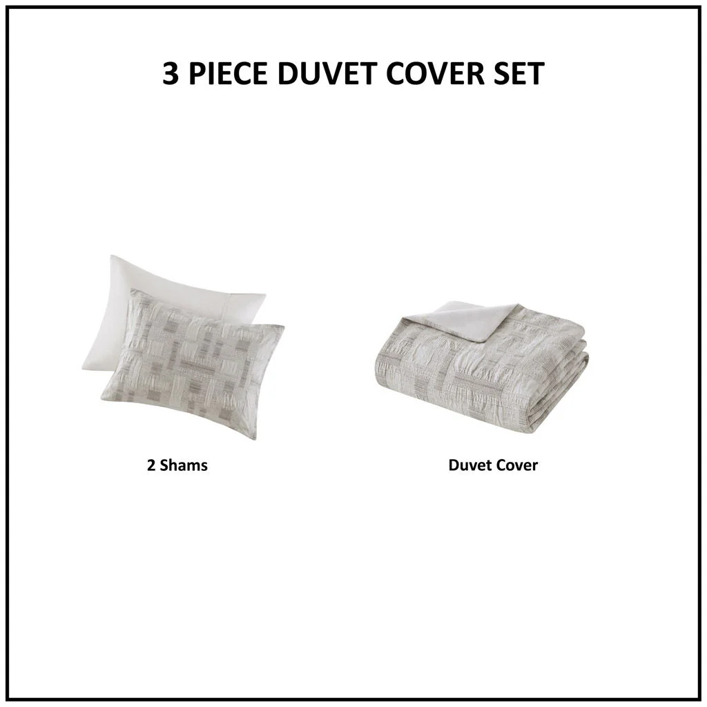 Cairo - 3 Piece King/California King Duvet Set - Ivory - Image 3