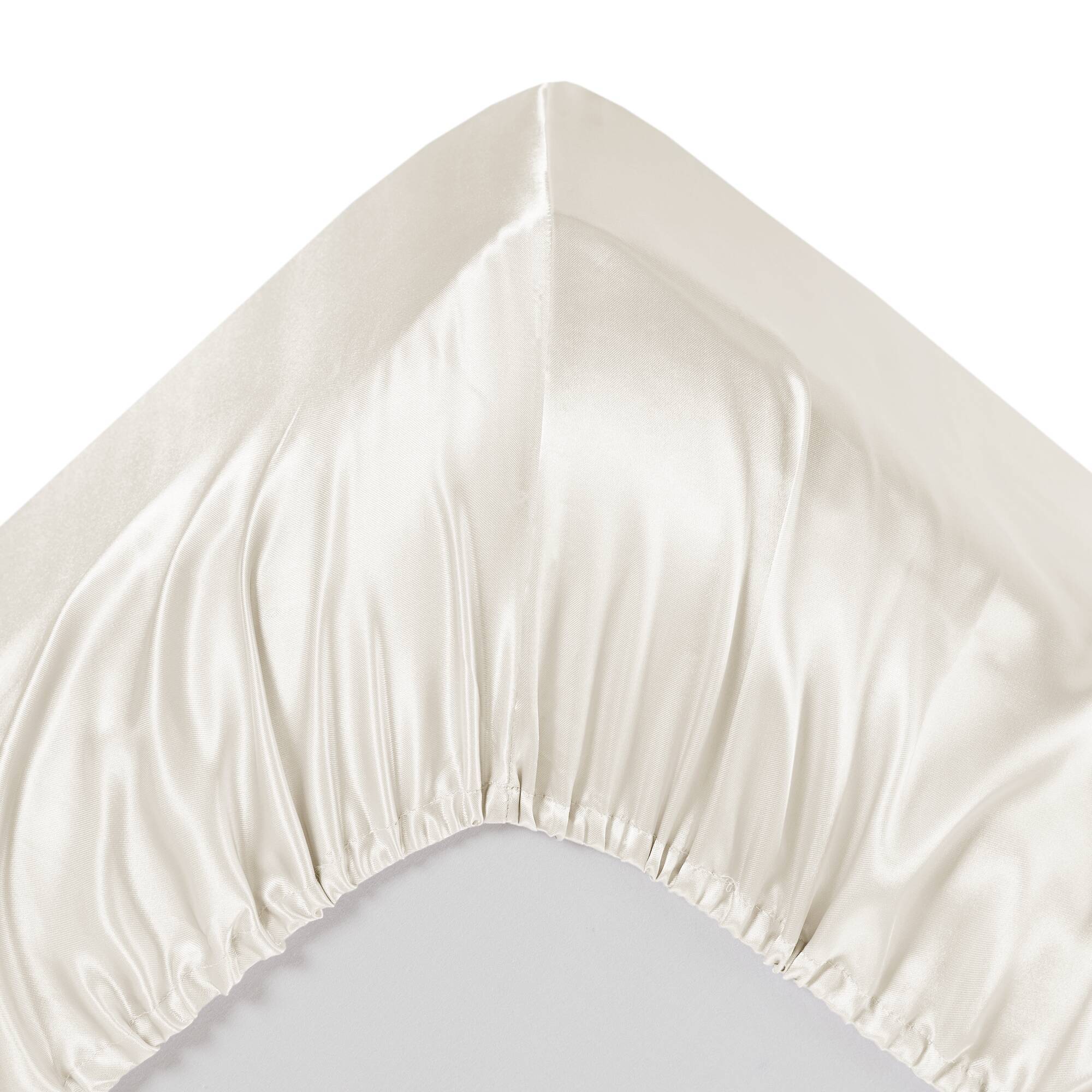 Satin - California King Wrinkle - Free Luxurious 6 Piece Sheet Set - Ivory - Image 4