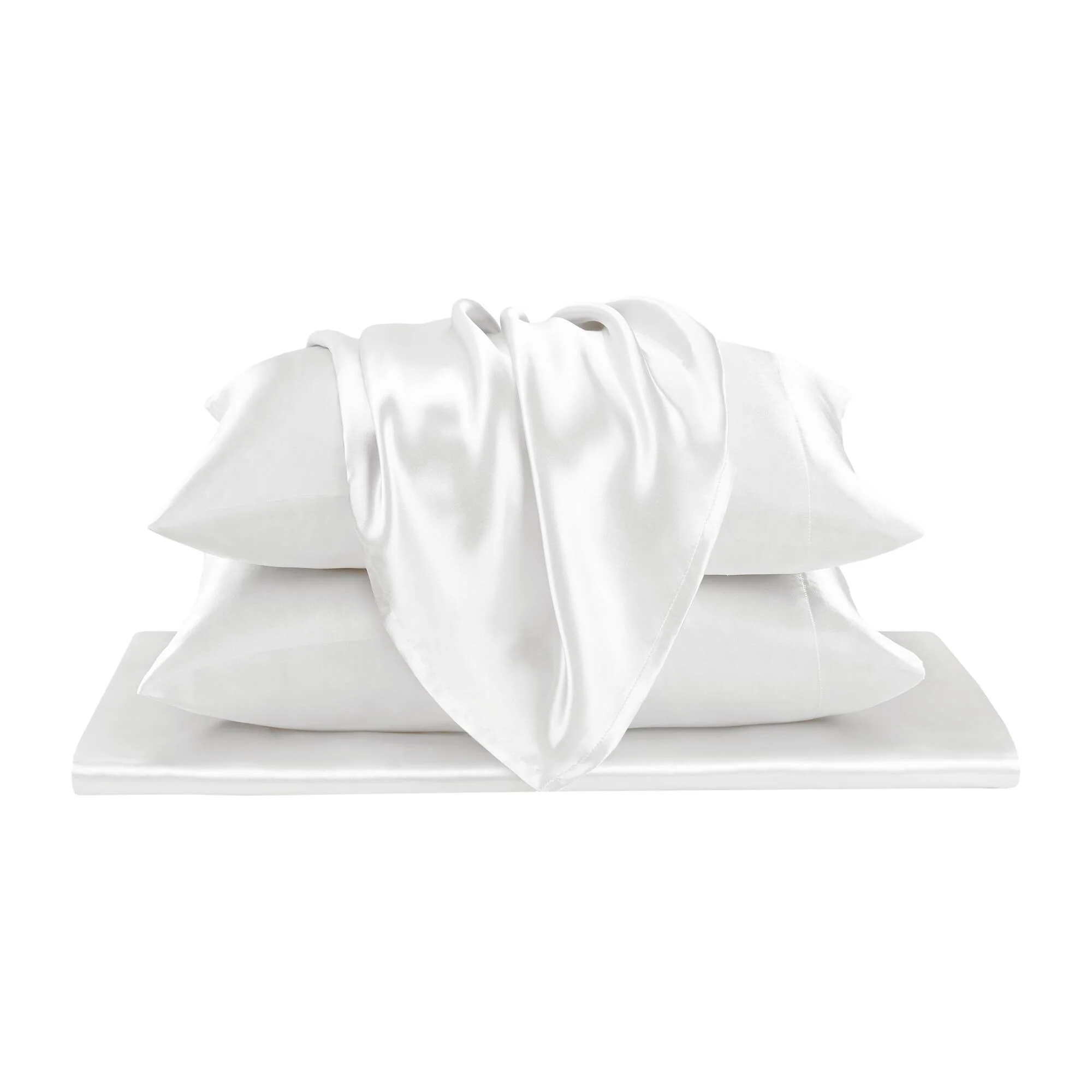 Satin - California King Wrinkle - Free Luxurious 6 Piece Sheet Set - White - Image 4