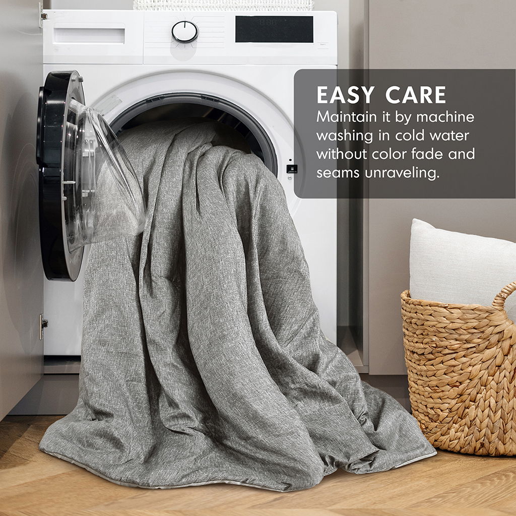 Camden - King/California King Chambray Print Solid Comforter Set - Gray - Image 2