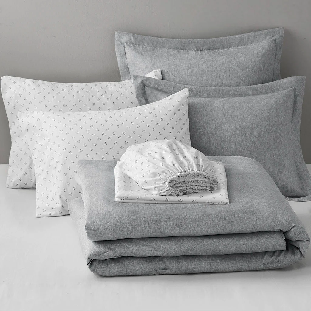 Camden - King/California King Chambray Print Solid Comforter Set - Gray - Image 4