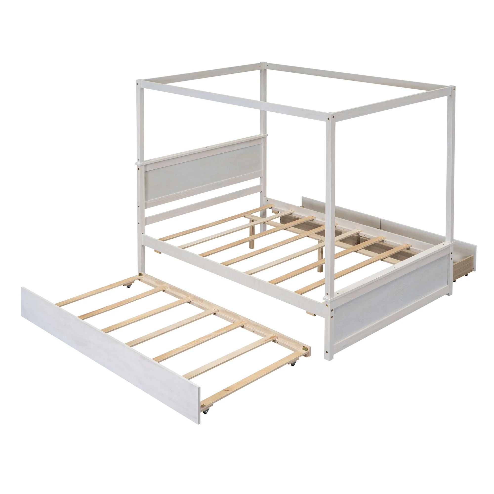Canopy Platform Bed With Drawers, Support Slats, No Box Spring Needed - Image 2