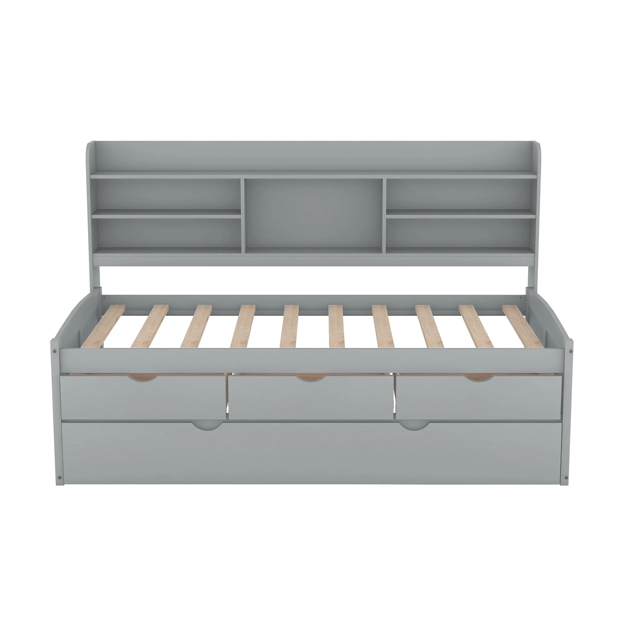 Captain Bed With Built In Bookshelves, 3 Storage Drawers, And Trundle - Image 6