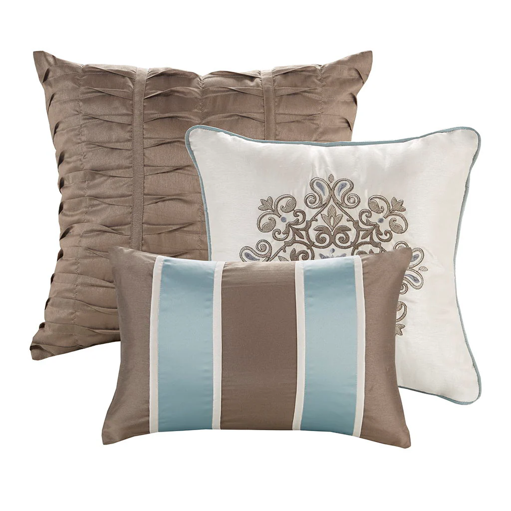 Caroline - Queen Piece Comforter (Set of 7) - Blue - Image 2