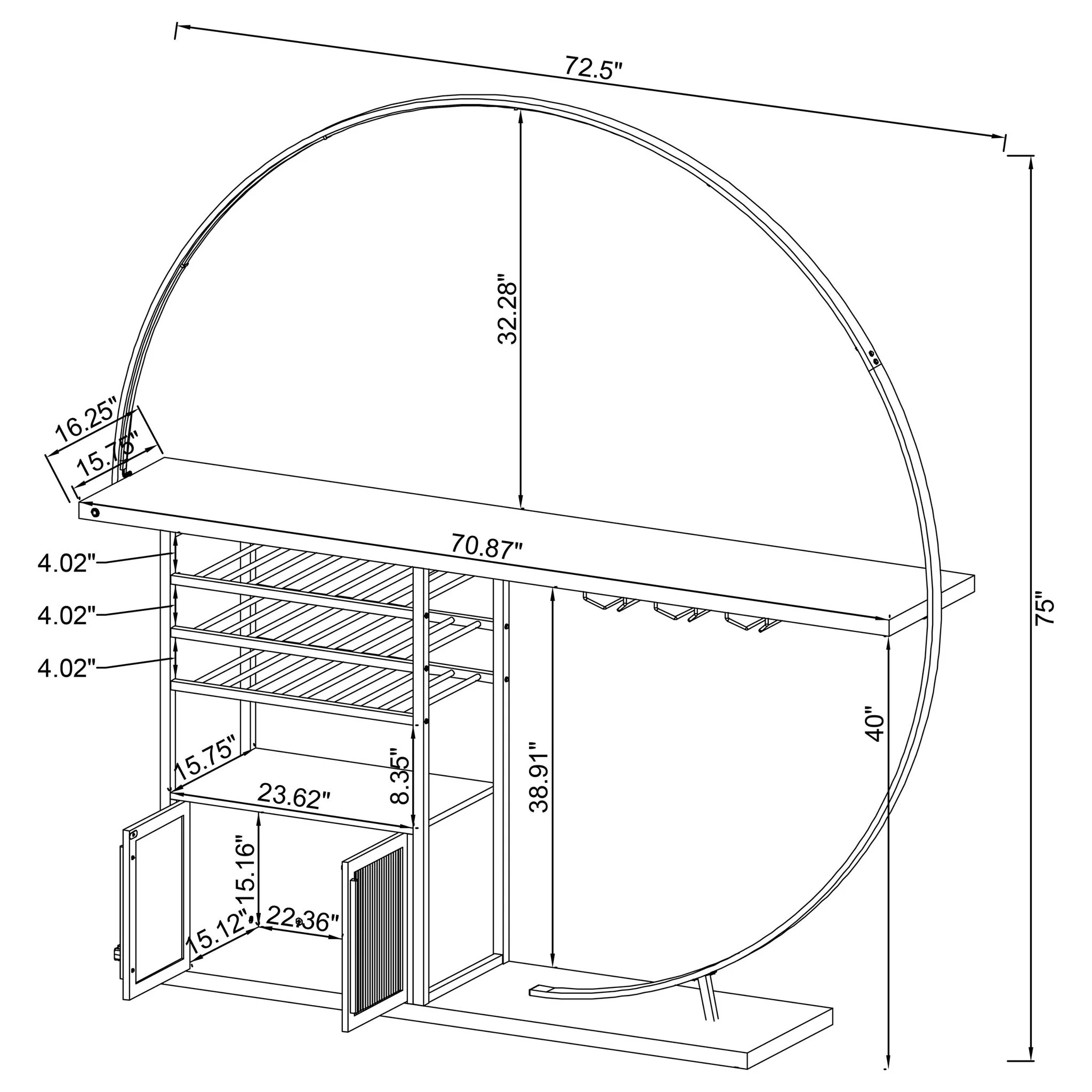 Casey - 2 Door Home Bar Storage Bar With Customizable Lighting - White - Image 4