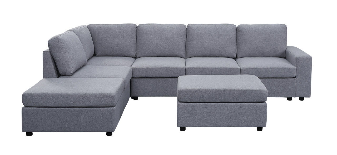 Cassia - 7 Seat Reversible Modular Sectional Sofa With Ottoman - Image 7