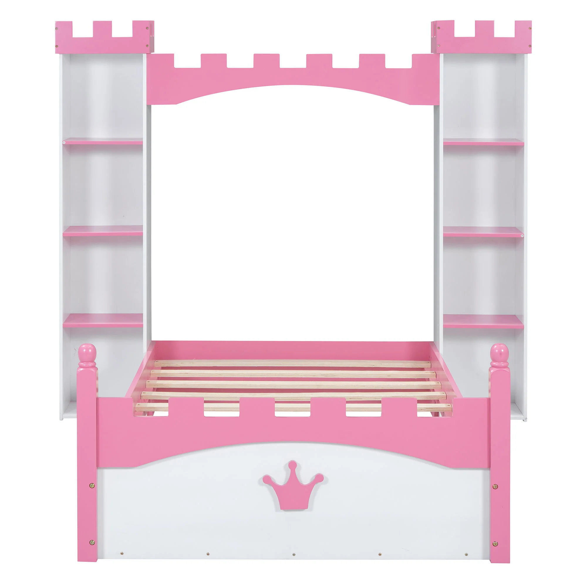 Castle Shaped Bed With Storage Shelf, Dreamy Platform Bed For Kids Bedroom - Image 7