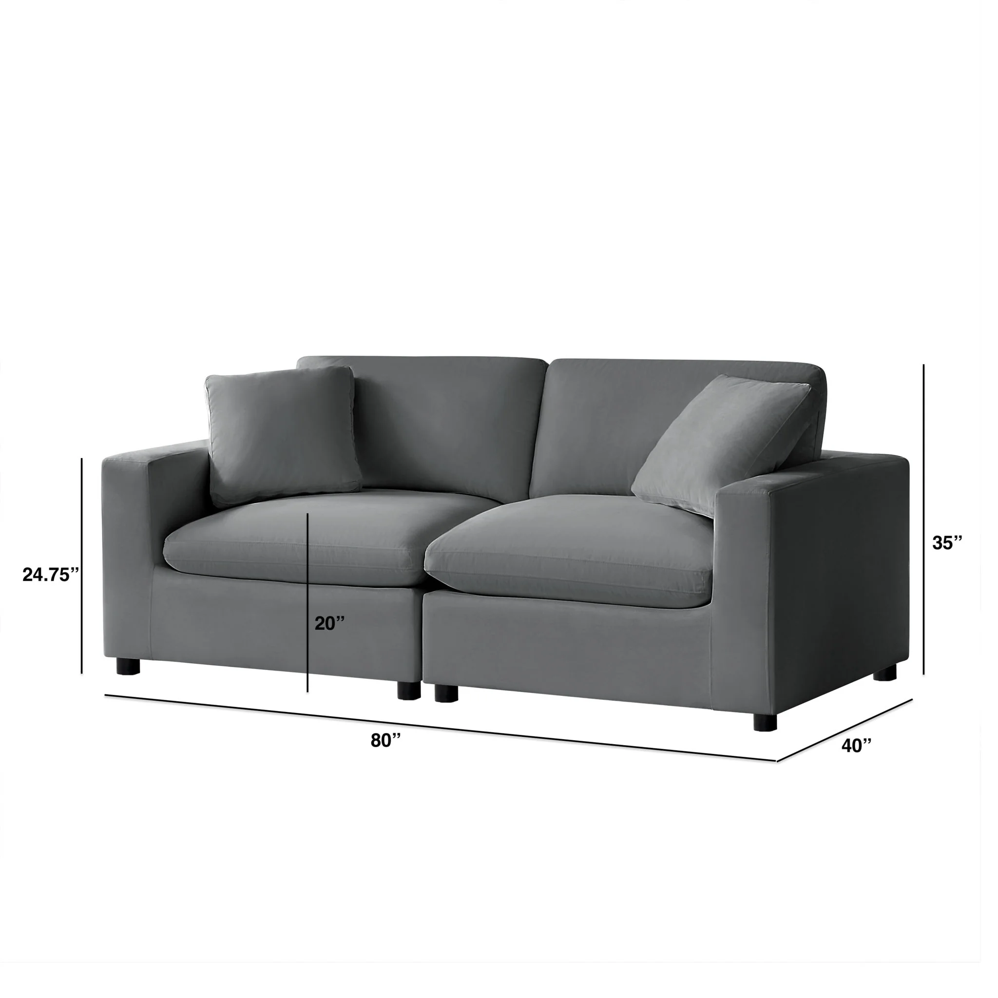 Caylie - Modular 2 Piece Sofa - Charcoal - Image 4