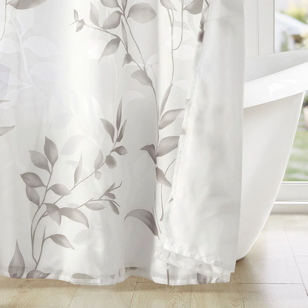 Cecily - 72" Burnout Printed Shower Curtain - Gray - Image 4