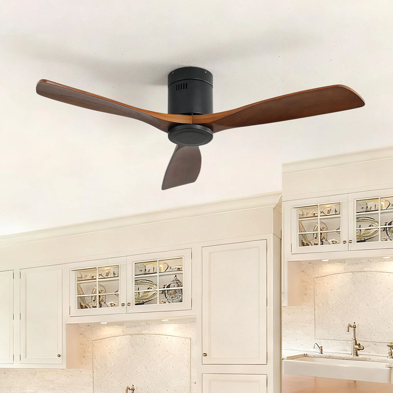 Ceiling Fan With 3 Solid Blades, Remote Controlled Reversible DC Motor - Black - Image 3