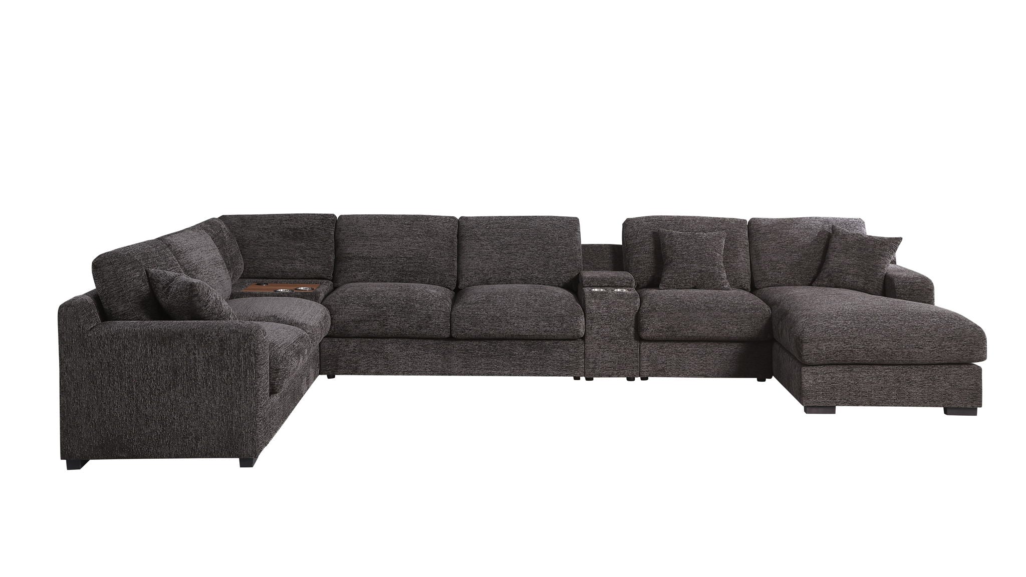 Celine - Corner Sectional Sofa With Right Facing Chaise, Cupholders, And Charging Ports - Gray - Image 2