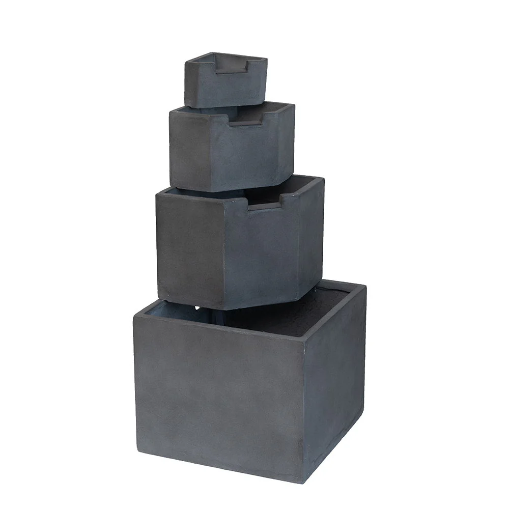 Cement 4 Tier Block Water Fountain Outdoor - Gray - Image 3