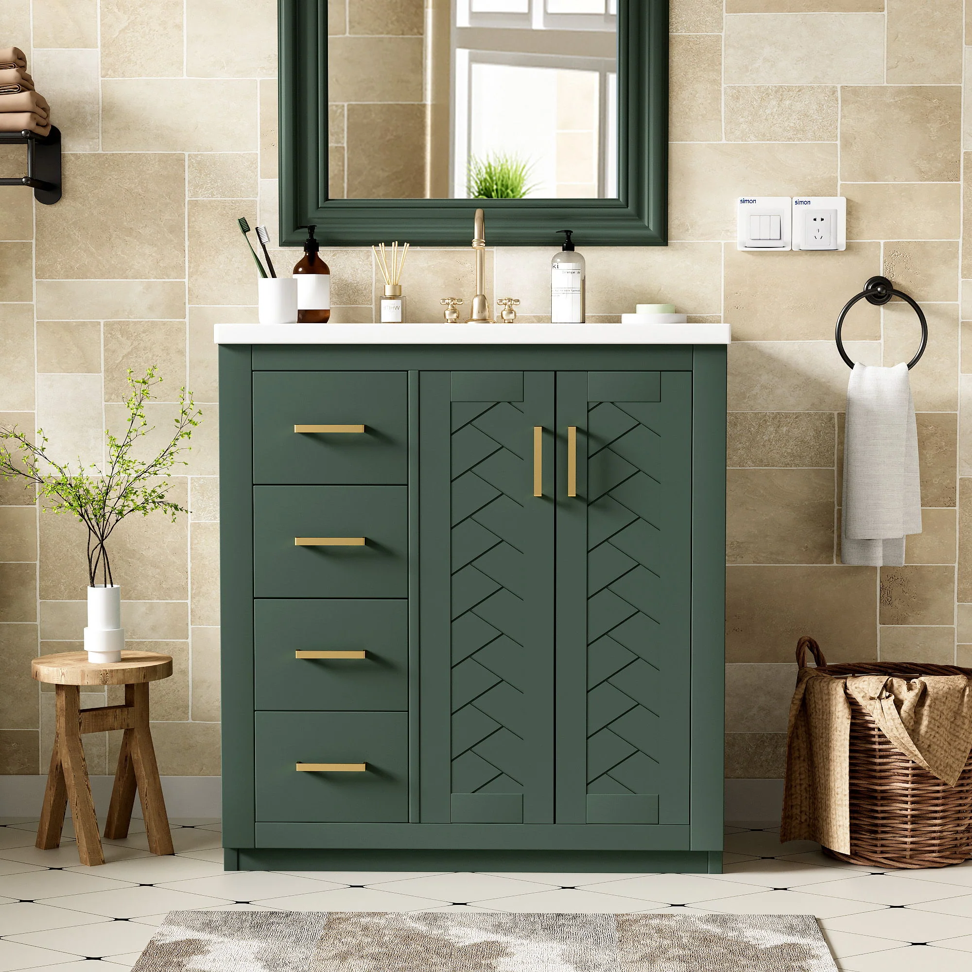 Ceramic Sink Combo, Freestanding Vanity Set With 3 Drawers & Soft Closing Doors - Image 20