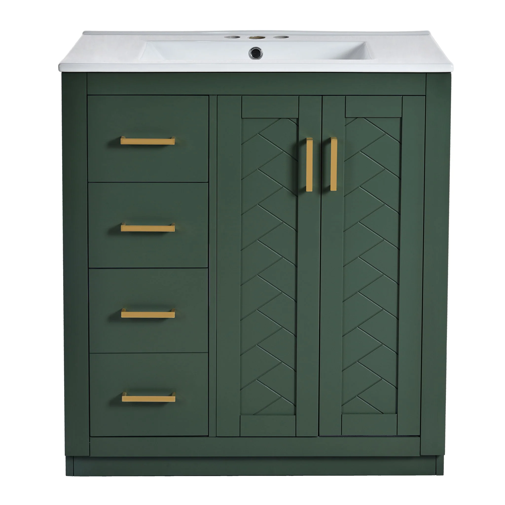 Ceramic Sink Combo, Freestanding Vanity Set With 3 Drawers & Soft Closing Doors - Image 3