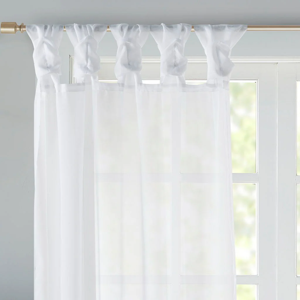 Ceres - 63" Twist Tab Voile Sheer Window Pair - White - Image 4