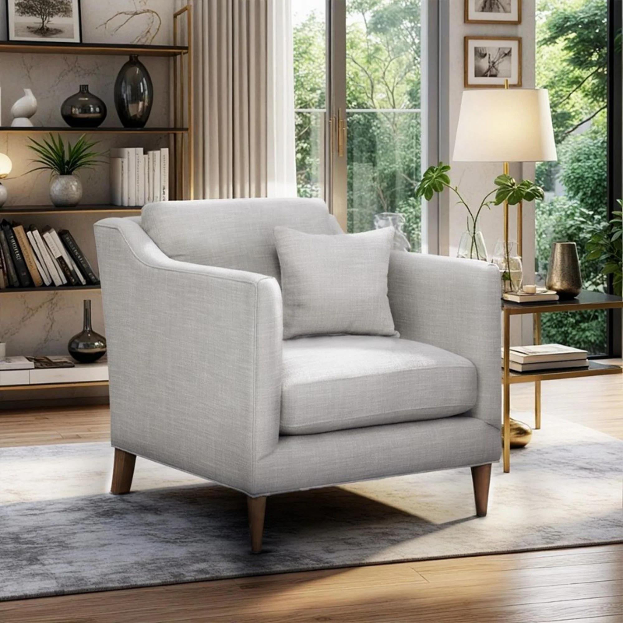 Chair With High Track Arms - Beige - Image 2