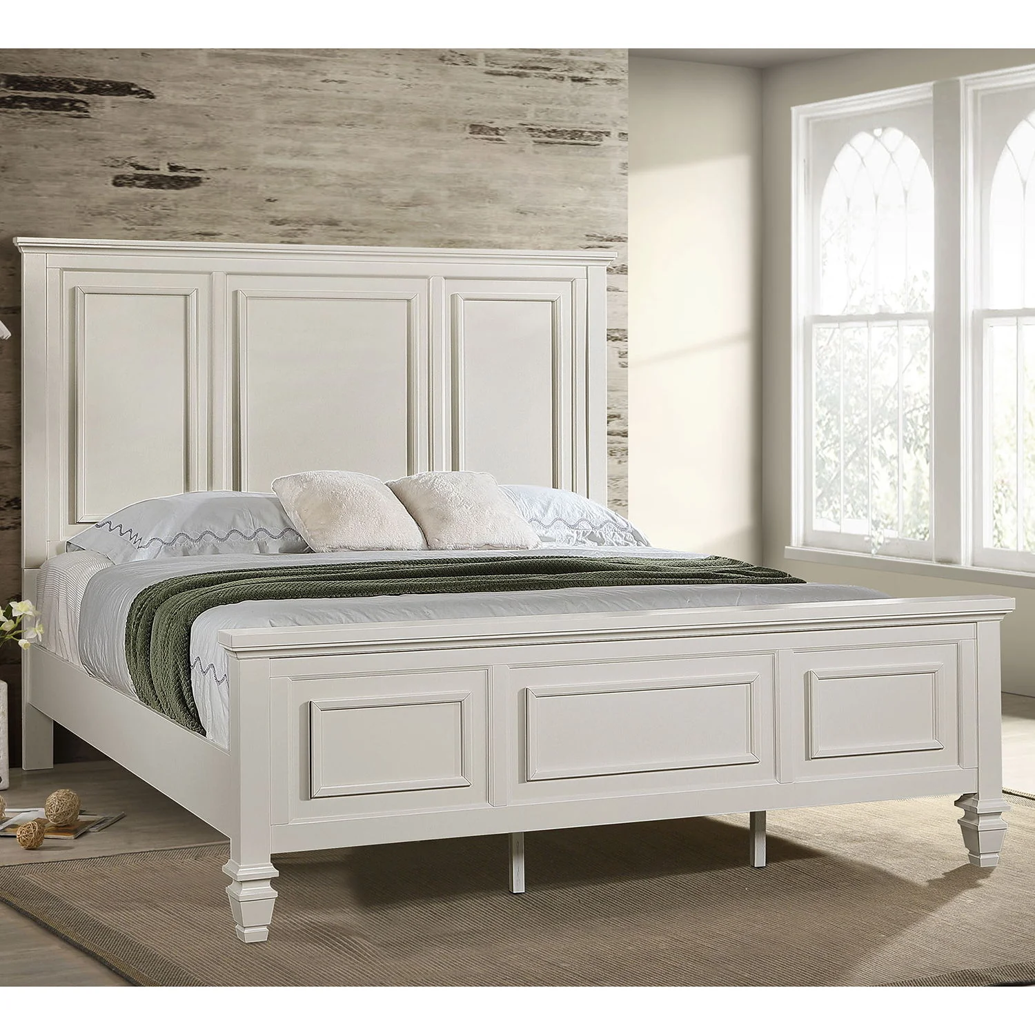 Chelema - Eastern King Panel Bed - Cream White - Image 4