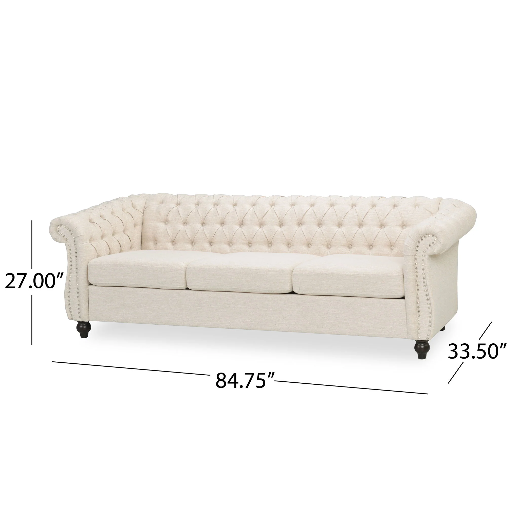 Chesterfield Style 3 Seater Sofa With Deep Button Tufting - Image 2