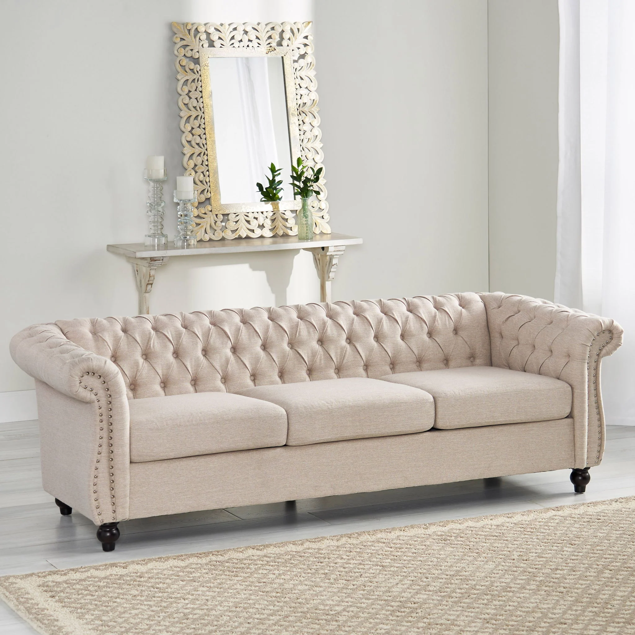 Chesterfield Style 3 Seater Sofa With Deep Button Tufting - Image 3