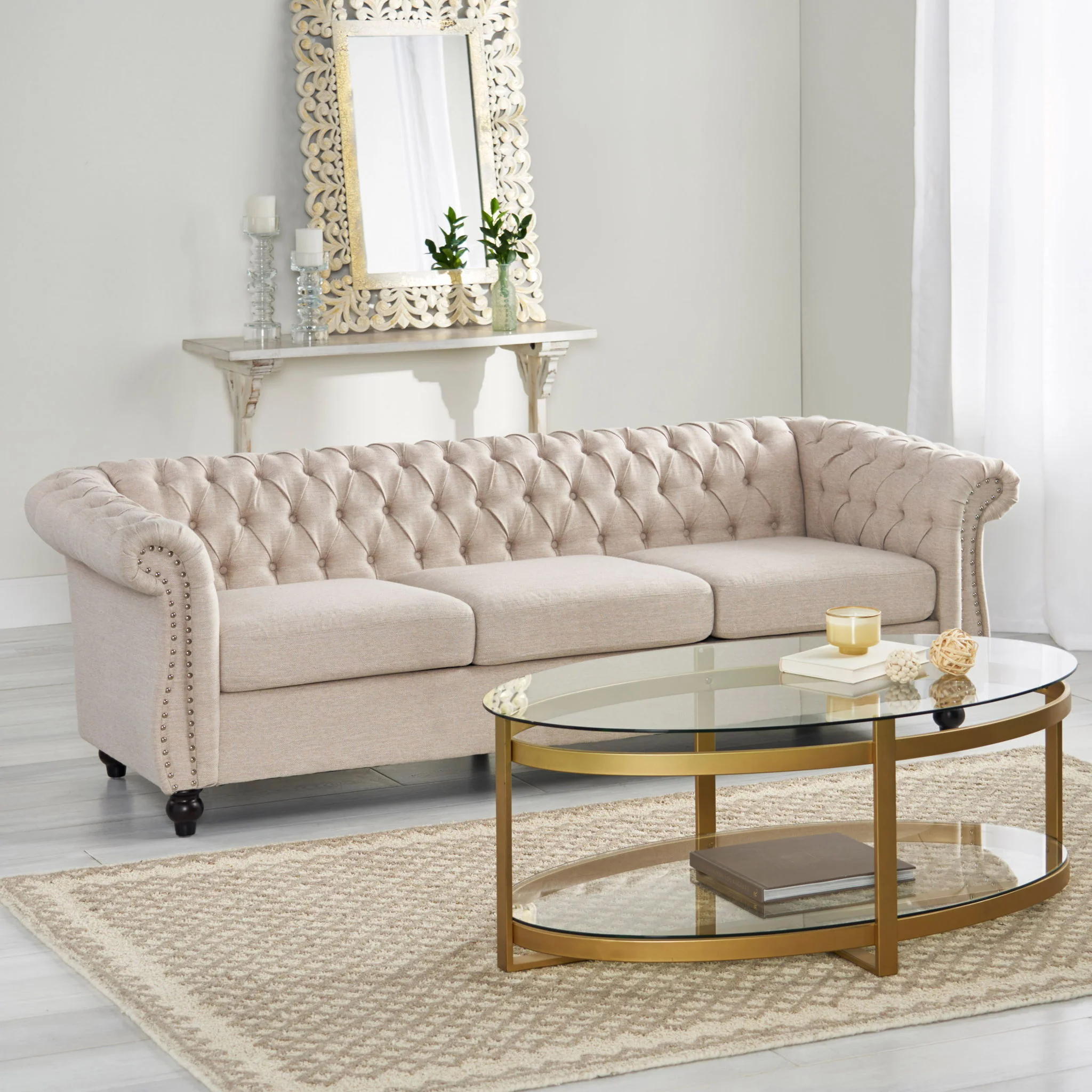 Chesterfield Style 3 Seater Sofa With Deep Button Tufting - Image 4