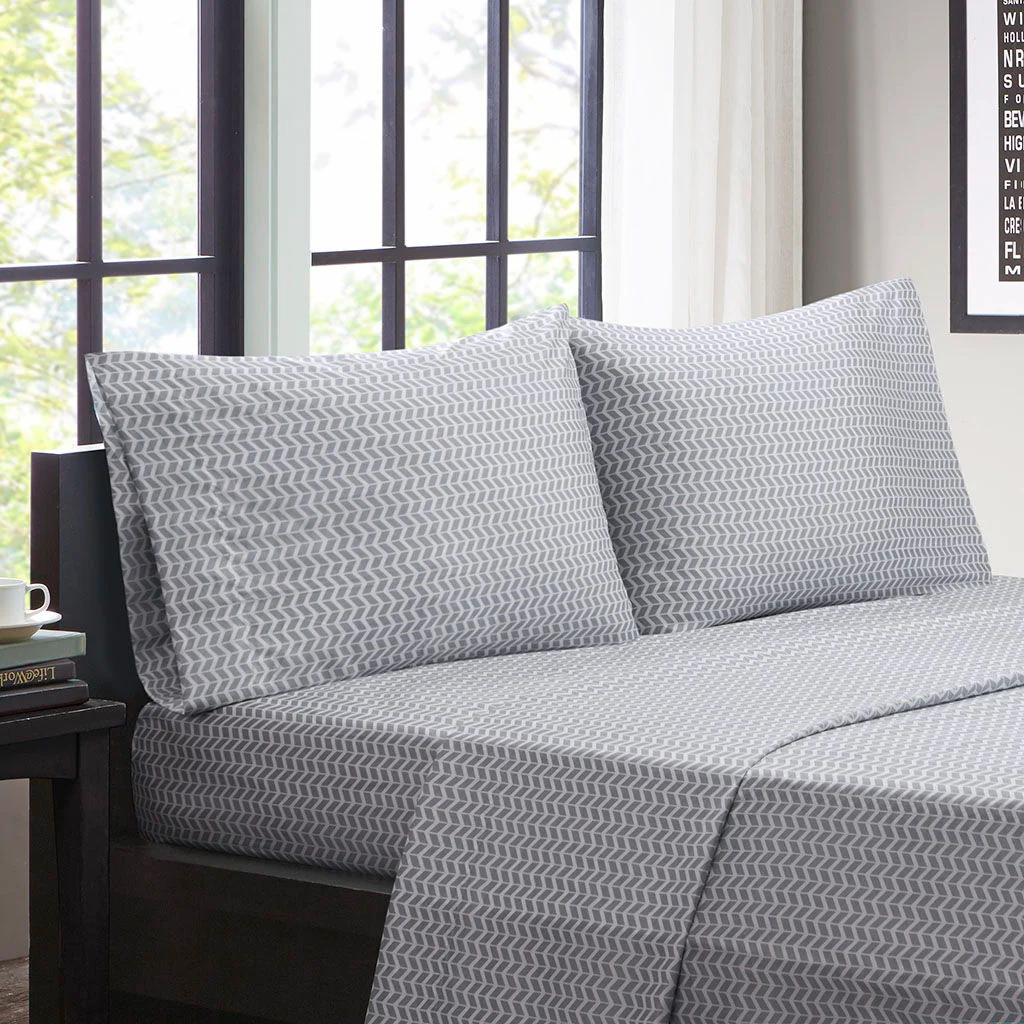 Chevron - Twin Printed Sheet Set - Gray - Image 2