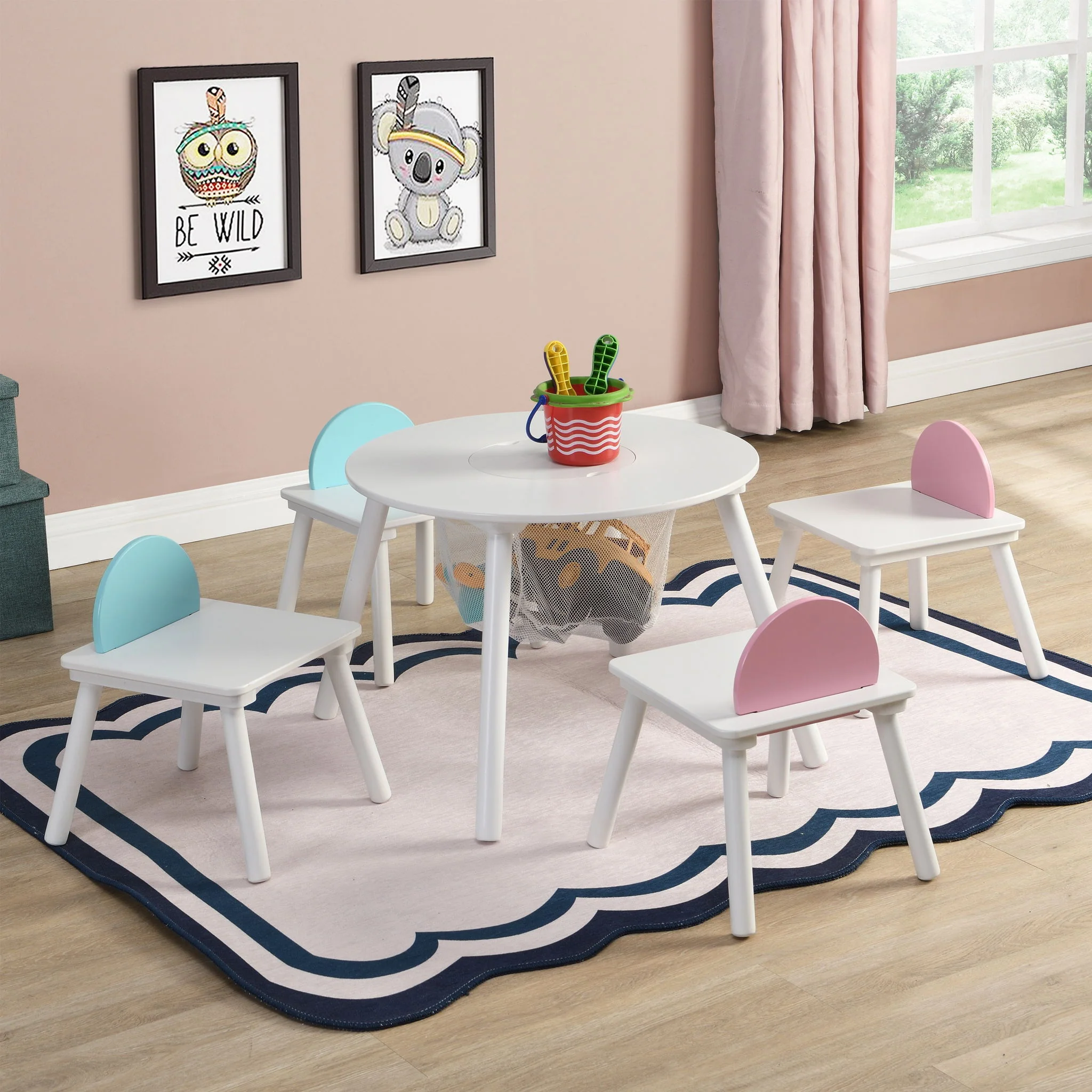 Children's Panel Table With 4 Chairs - White - Image 4