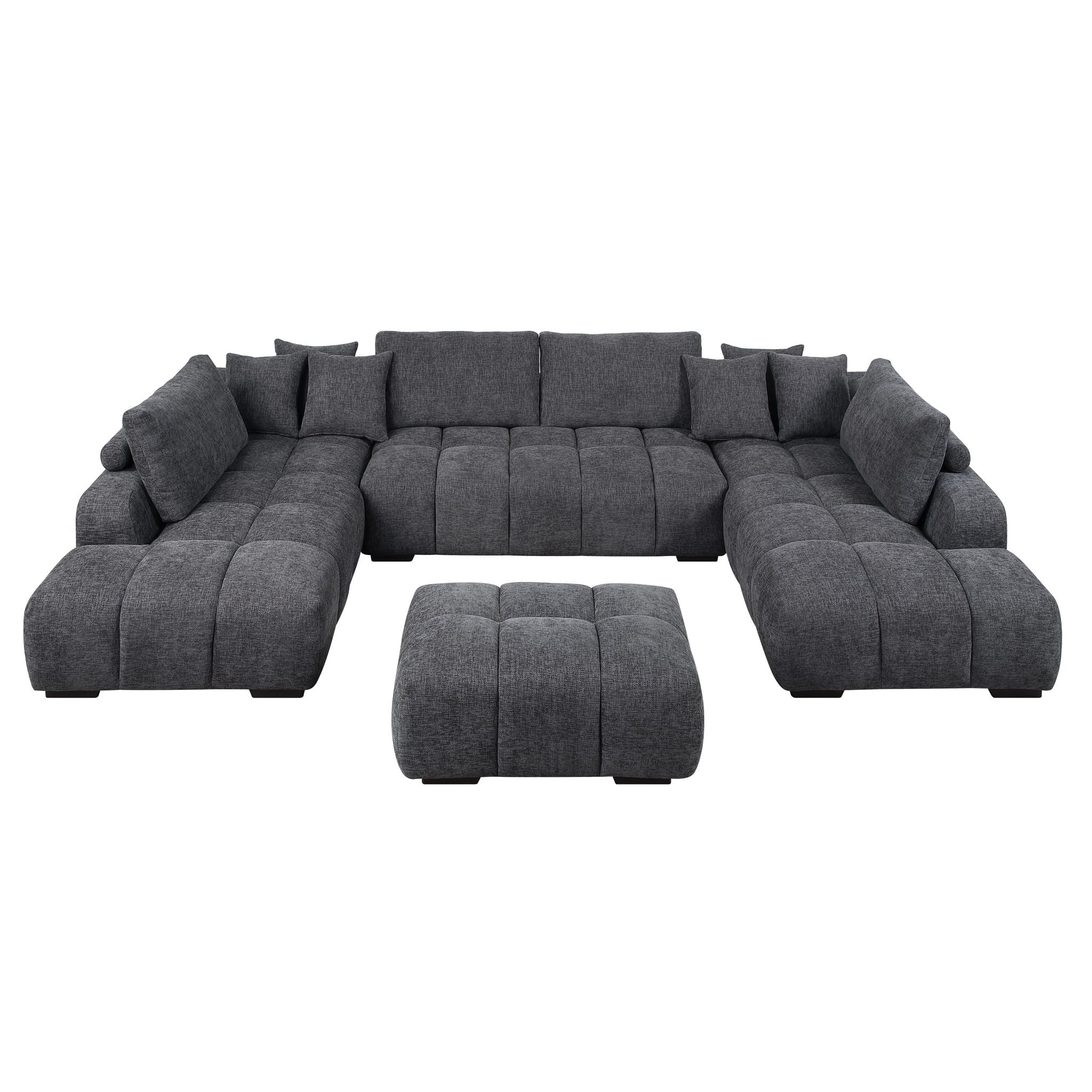 Chosen - Sectional Sofa With Toss Pillows With 2 Chaises With Ottoman - Gray - Image 3