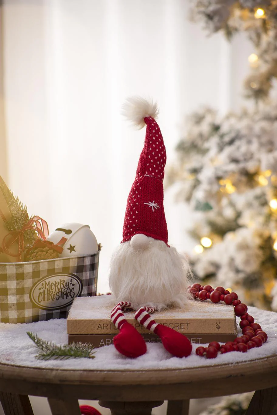 Christmas Gnomes Decorations, Christmas Table Home Ornaments For Holiday Party Gifts (Set of 2) - White / Red - Image 3