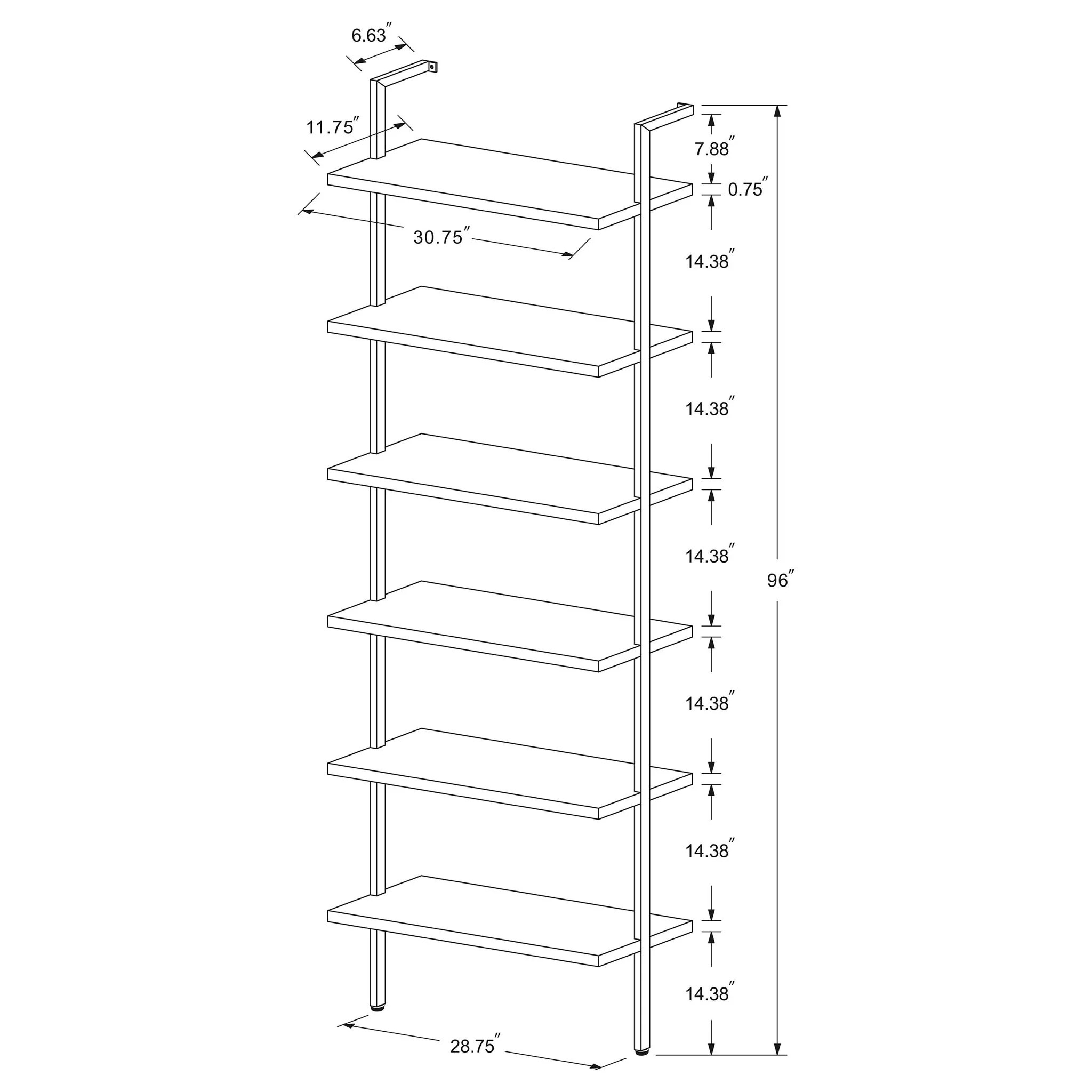 Christy - Owens - 6 Shelf Wall Bookshelf - Walnut - Image 2