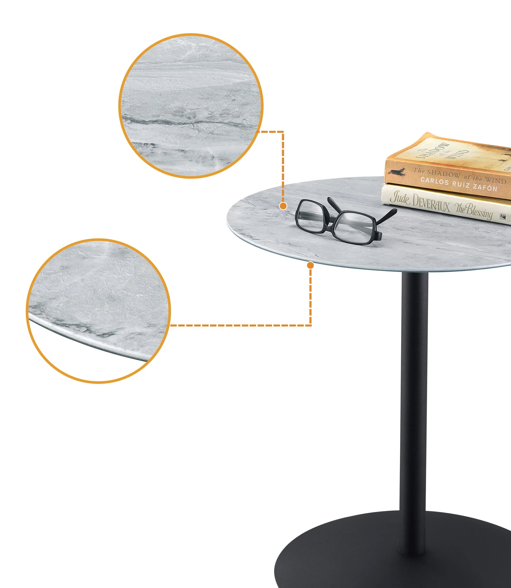 Circa - 17.5" End Table With Marble Textured Top - Image 8