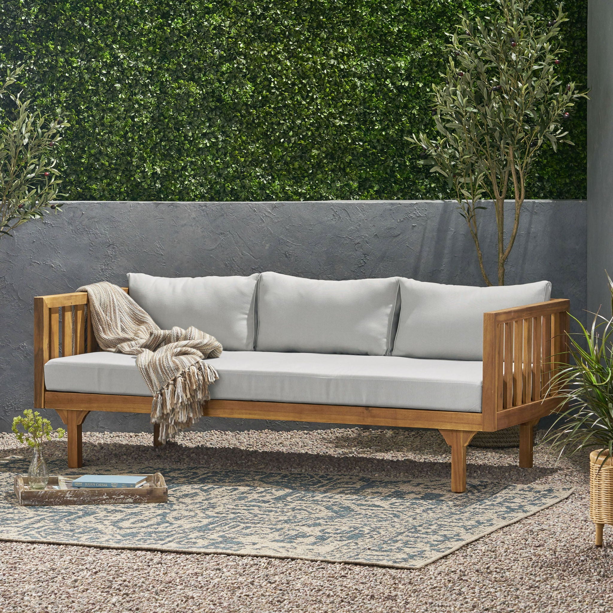 Claremont - 3 Seater Daybed Teak Acacia Wood Water Resistant Cushions - Image 26